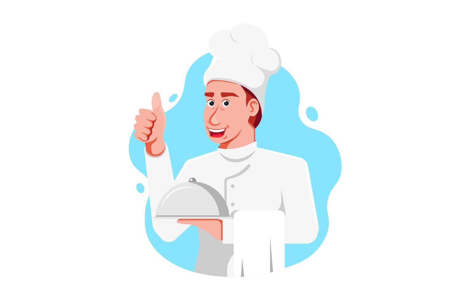 Boa trabalho polegares acima, desenho animado chefe de cozinha mestre em isolado fundo, vetor ilustração.