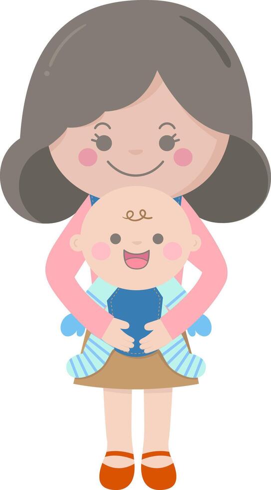 fofa mãe e filha segurando mãos vetor ilustração