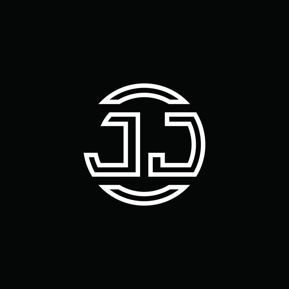 Monograma do logotipo da jj com modelo de design arredondado de círculo de espaço negativo vetor