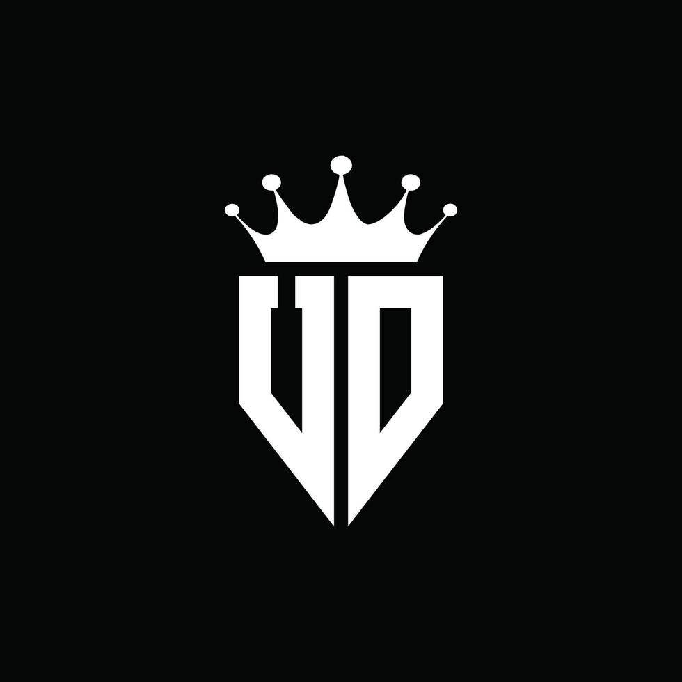 estilo do emblema do monograma do logotipo ud com modelo de design em forma de coroa vetor
