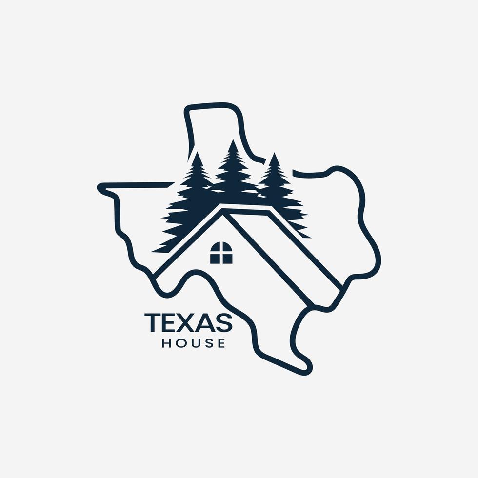 logotipo imobiliário dentro do texas vector map ilustração premium linear art design