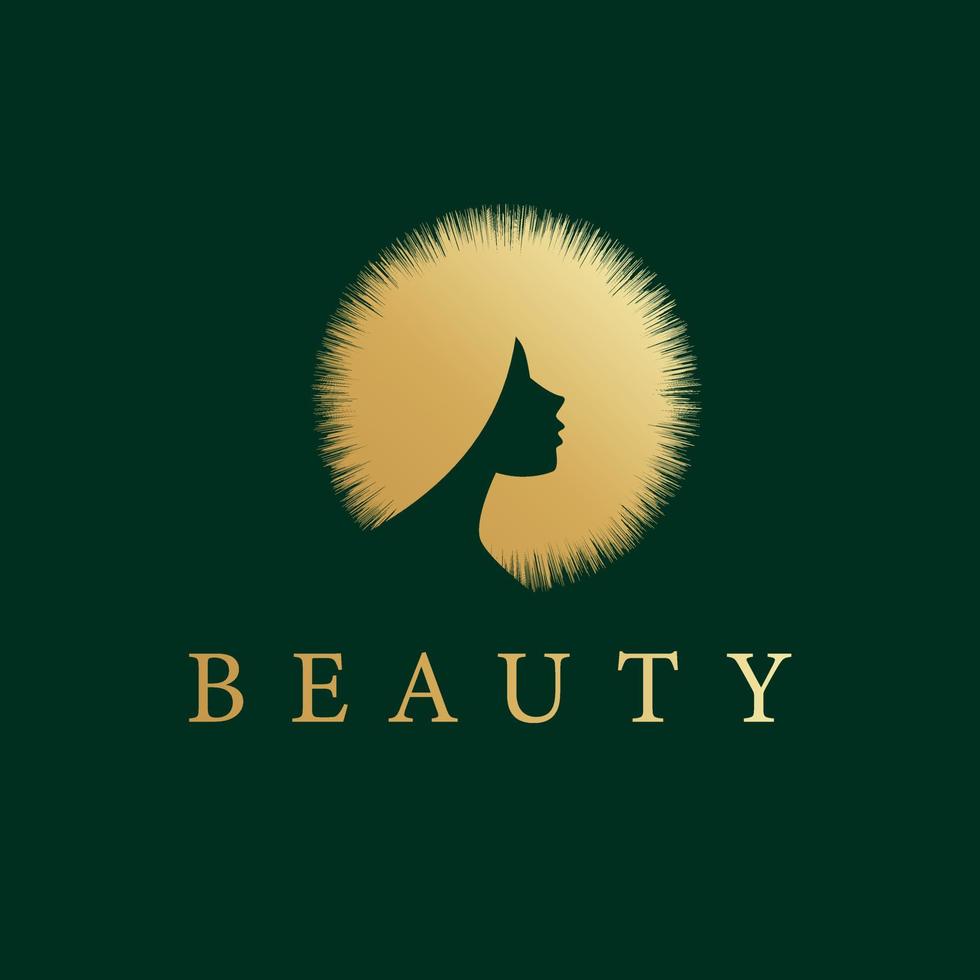 logotipo de mulher abstrata voltado para cabelos claros estilo minimalista retrato vetor