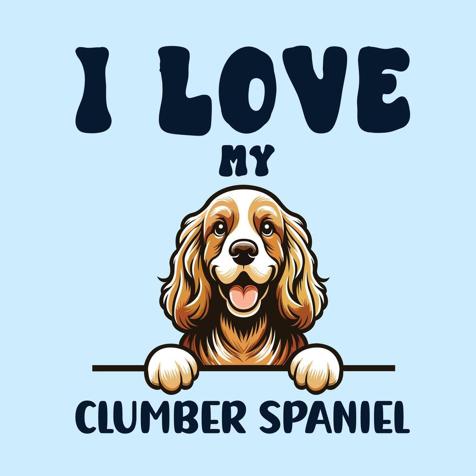 Eu amor meu desajeitado spaniel cachorro camiseta Projeto vetor