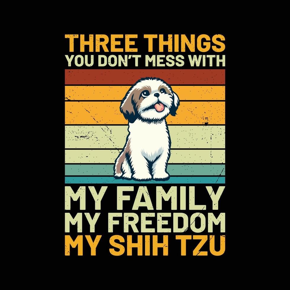 três coisas você não bagunça com meu família meu liberdade meu bengala Corso retro camiseta Projeto vetor