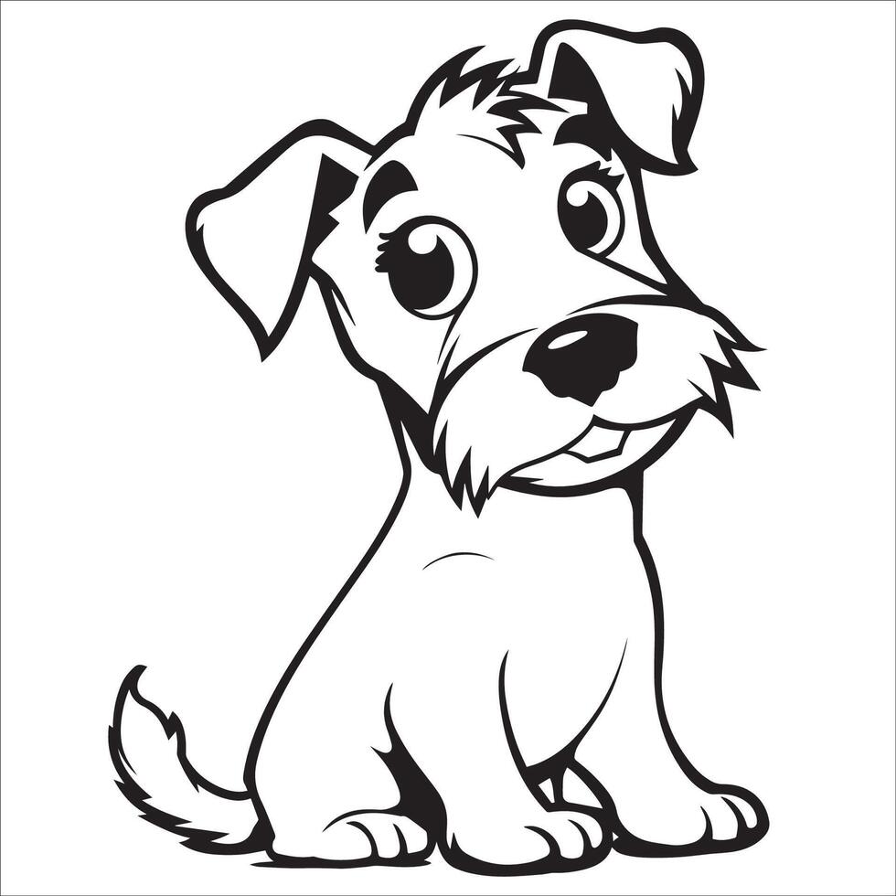 ai gerado Raposa terrier cachorro é uma sentado vetor ilustração dentro Preto e branco