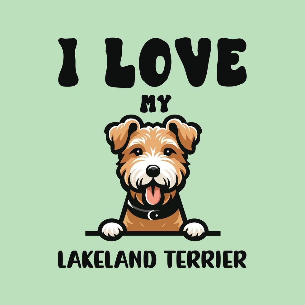 Eu amor meu Lakeland terrier cachorro camiseta Projeto vetor