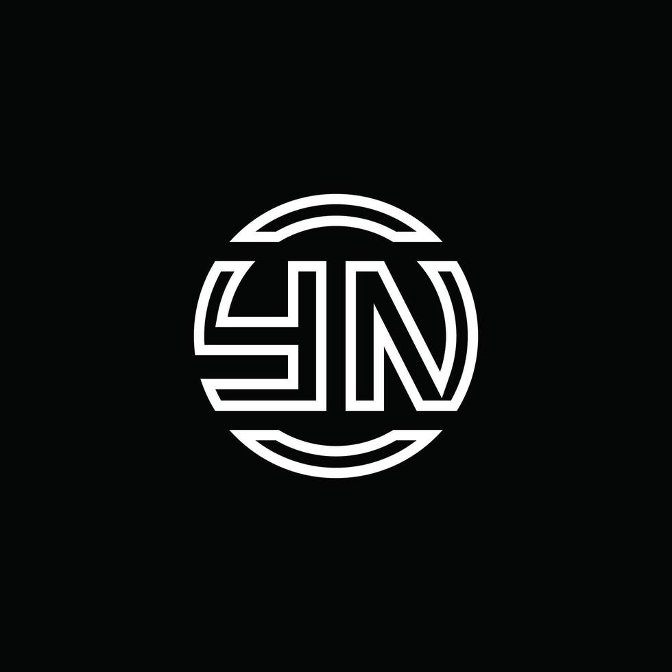 Monograma do logotipo yn com modelo de design arredondado de círculo de espaço negativo vetor