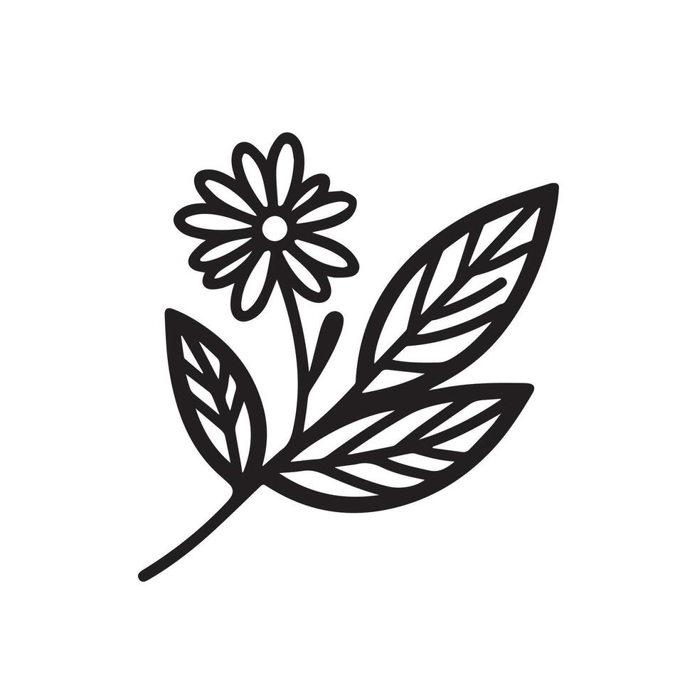 ai gerado comum margarida flor silhueta Preto e branco ilustração vetor