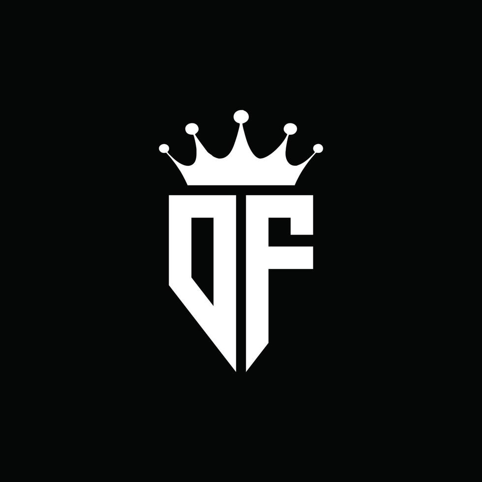 Estilo do emblema do monograma do logotipo df com modelo de design em forma de coroa vetor
