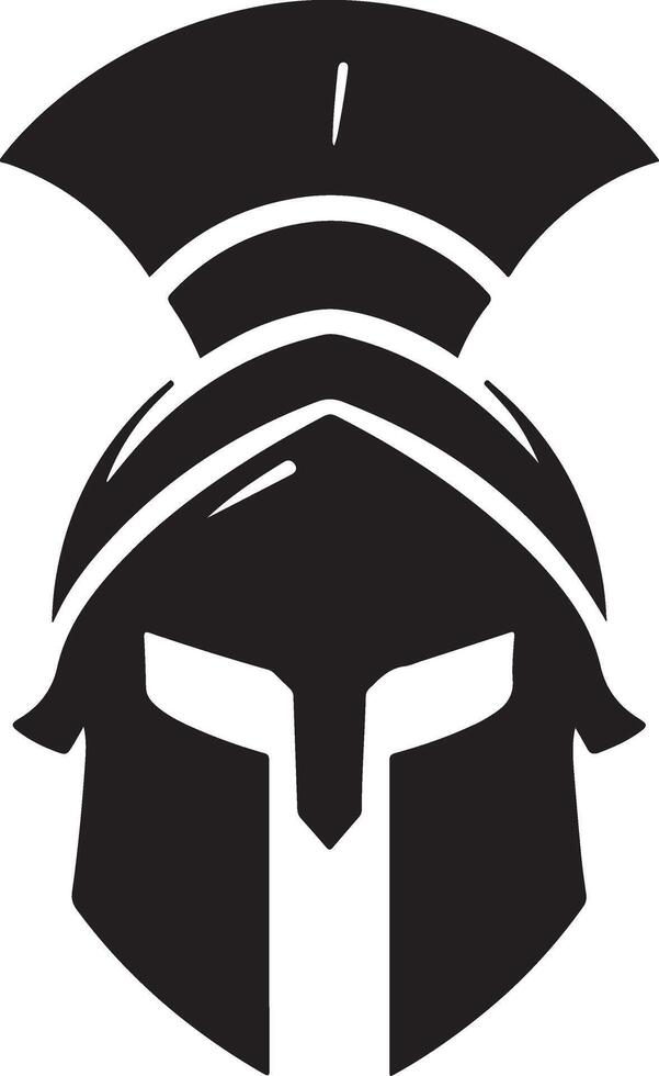 mínimo espartano capacete vetor Preto cor silhueta, branco fundo 30