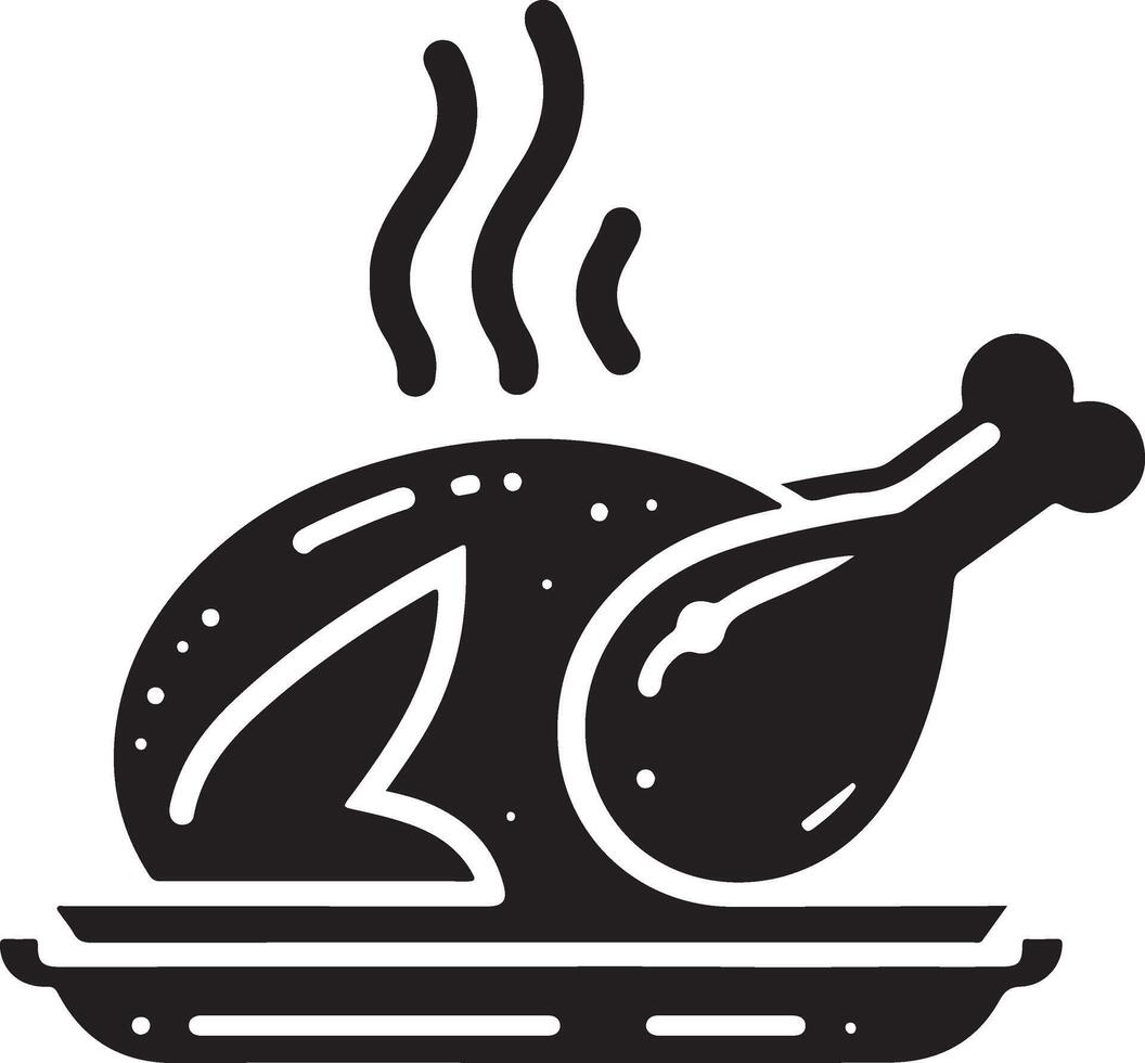 mínimo frango assado Masala ícone, símbolo, Preto cor silhueta, branco fundo 3 vetor