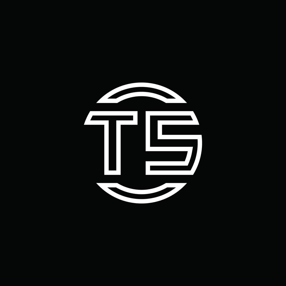 Monograma do logotipo ts com modelo de design arredondado de círculo negativo vetor