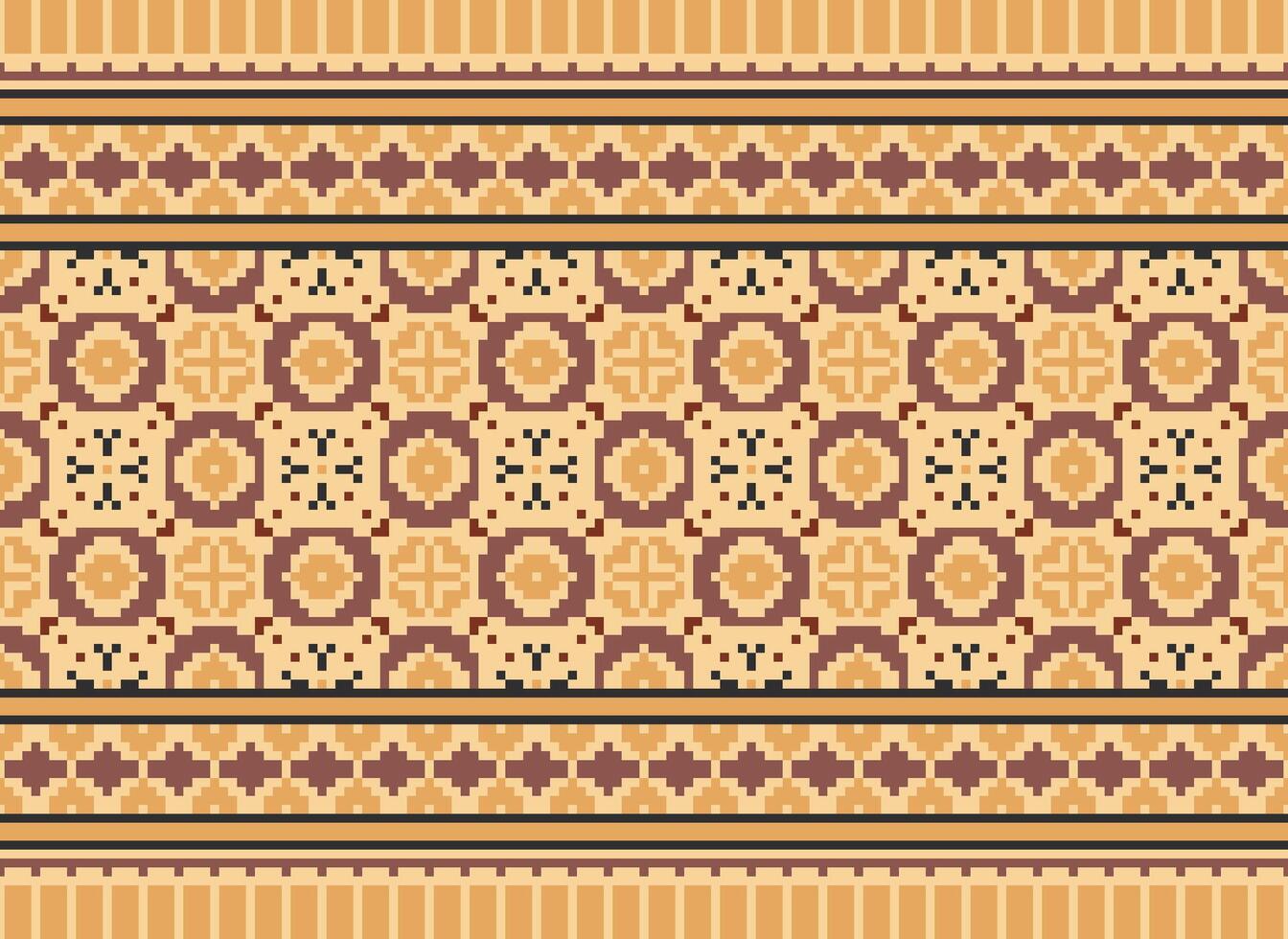 uma floral pixel arte padronizar em cinzento background.geometric étnico oriental bordado vetor ilustração. pixel estilo, abstrato fundo, Cruz costura.design para textura, tecido, pano, lenço, impressão