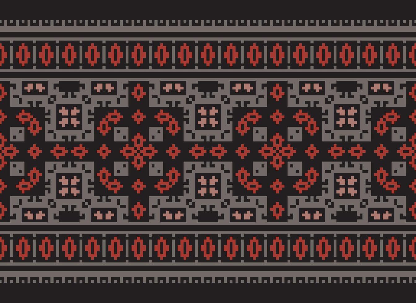 pixel Cruz ponto padronizar com floral projetos. tradicional Cruz ponto bordado. geométrico étnico padrão, bordado, têxtil ornamentação, tecido, mão costurado padrão, cultural costura vetor