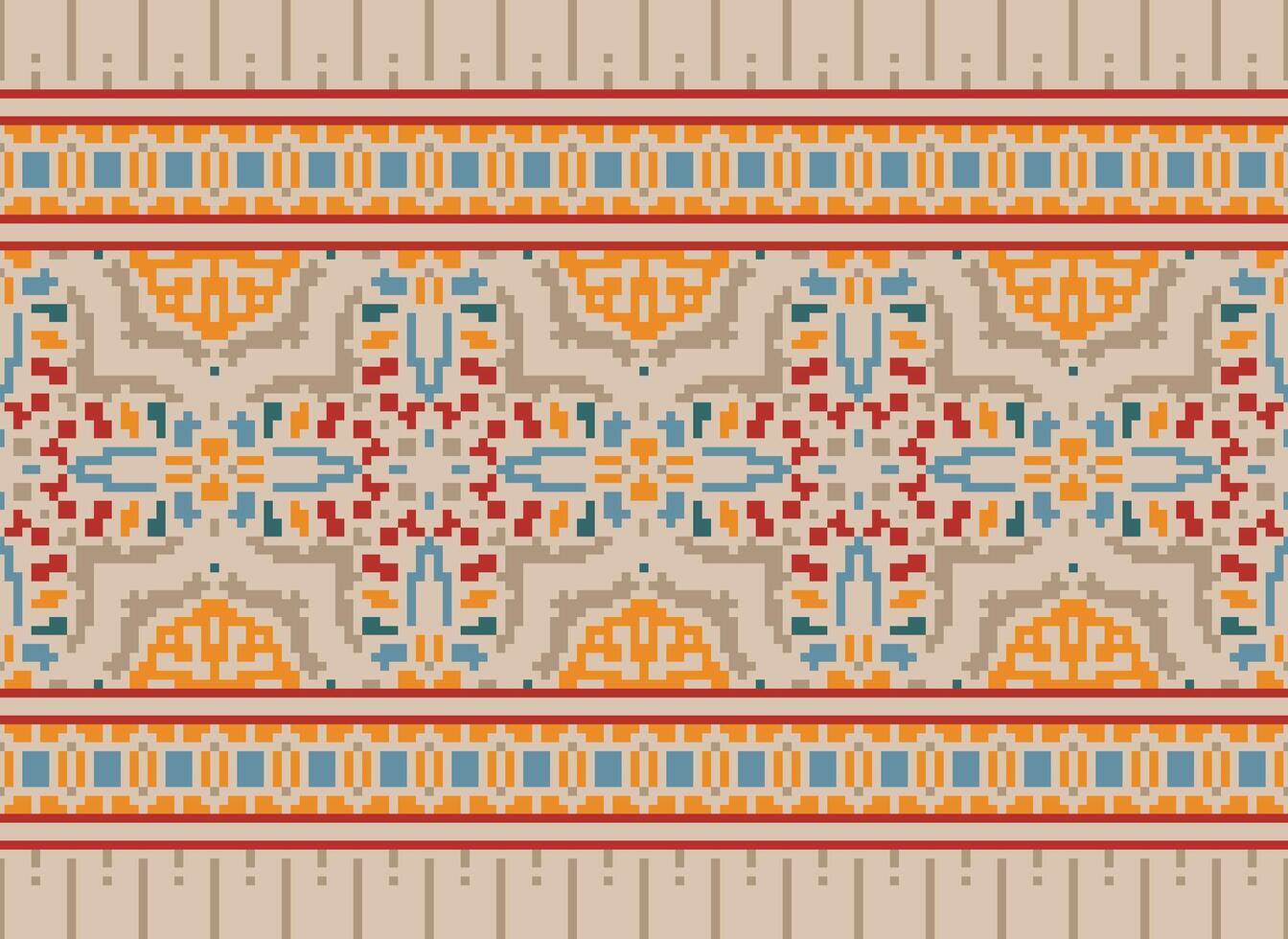 pixel étnico padronizar vetor fundo. desatado padronizar tradicional, Projeto para fundo, papel de parede, batik, tecido, tapete, roupas, invólucro, e têxtil.étnico padronizar vetor ilustração.