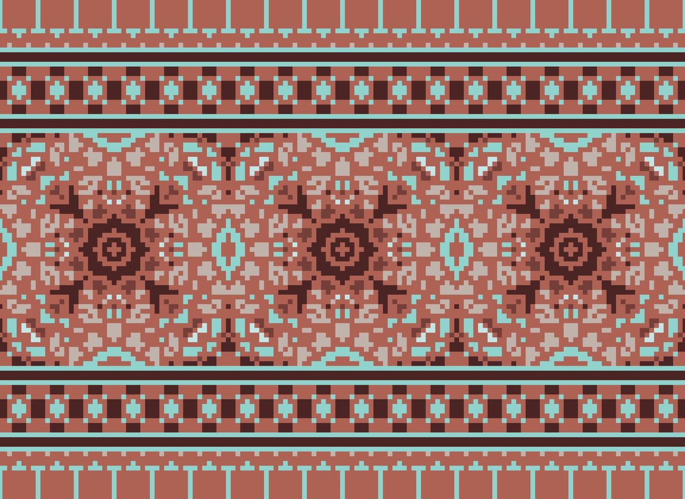 pixel tradicional étnico padronizar paisley flor ikat fundo abstrato asteca africano indonésio indiano desatado padronizar para tecido impressão pano vestir tapete cortinas e sarongue vetor