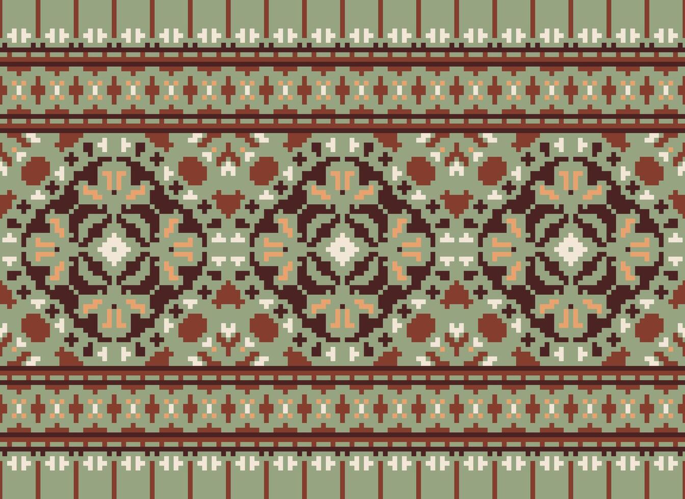 pixel tradicional étnico padronizar paisley flor ikat fundo abstrato asteca africano indonésio indiano desatado padronizar para tecido impressão pano vestir tapete cortinas e sarongue vetor