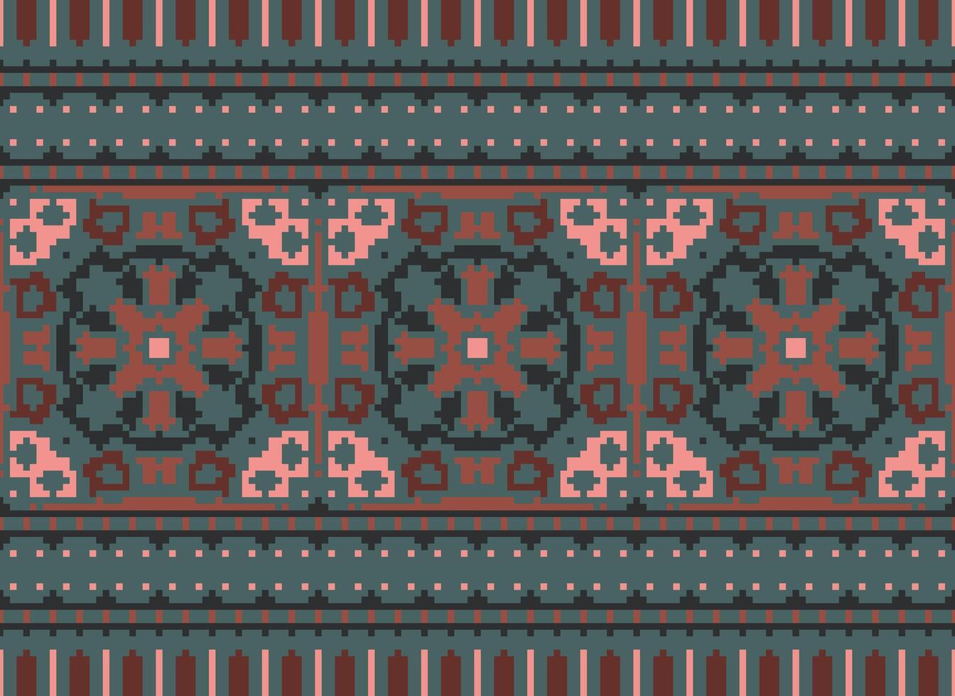 pixel étnico padronizar vetor fundo. desatado padronizar tradicional, Projeto para fundo, papel de parede, batik, tecido, tapete, roupas, invólucro, e têxtil.étnico padronizar vetor ilustração.