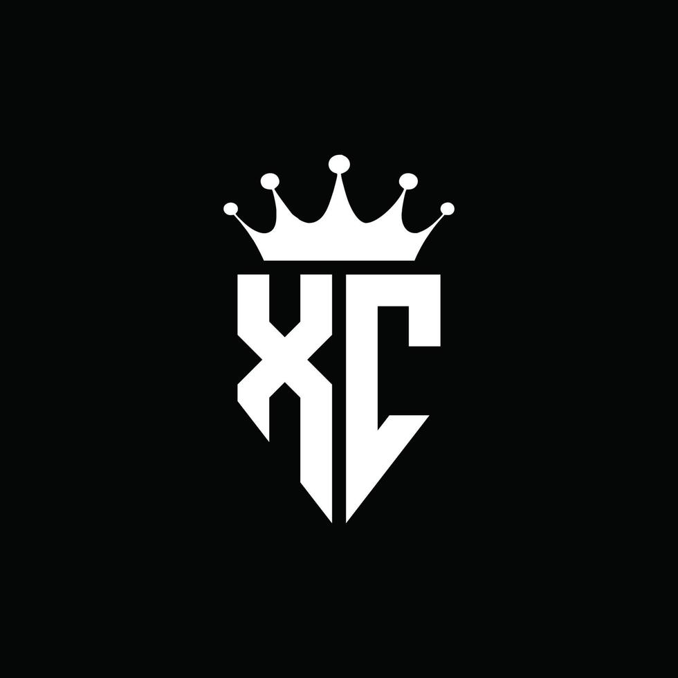 Estilo do emblema do monograma do logotipo do xc com modelo de design em forma de coroa vetor