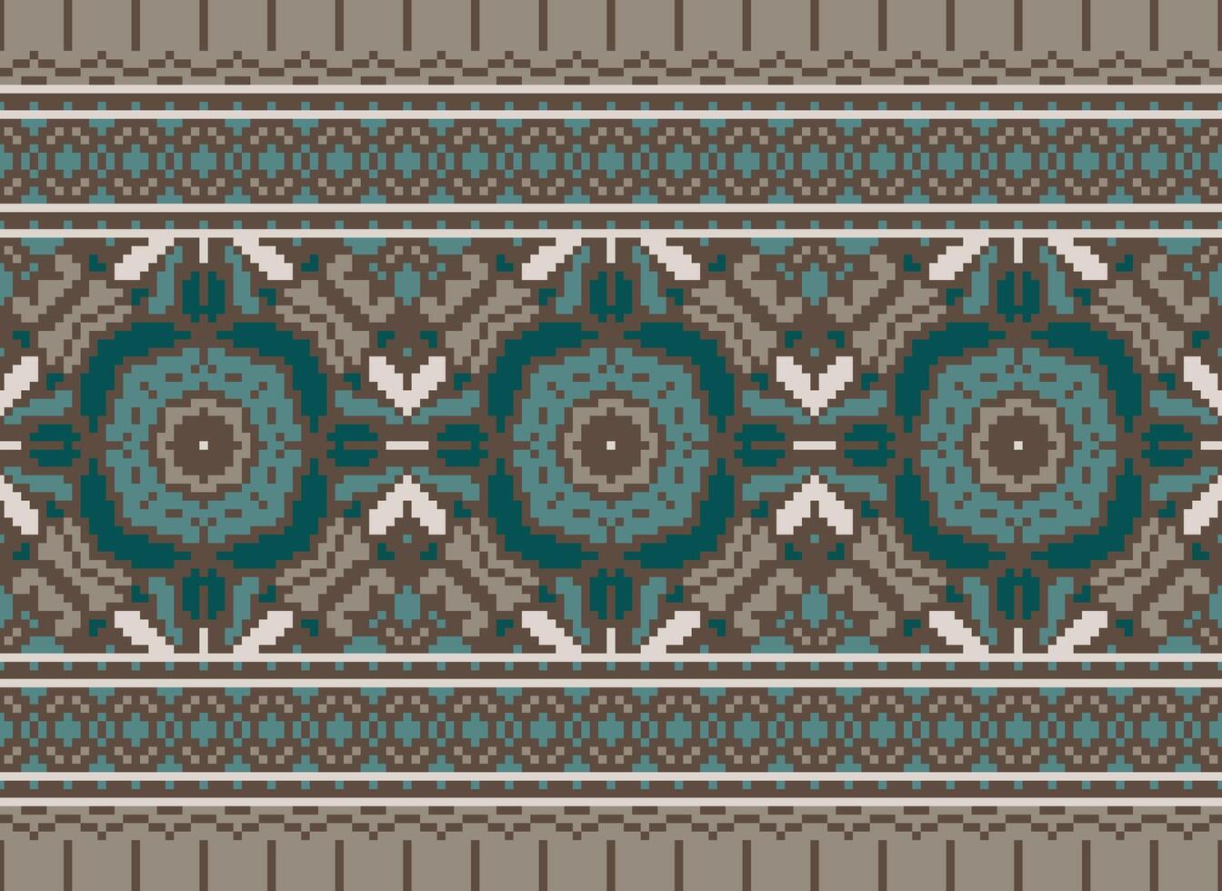 étnico geométrico tecido padronizar Cruz ponto.ikat bordado étnico oriental pixel padronizar azul fundo. resumo,vetor,ilustração. textura,vestuário,quadro,decoração,motivos,seda papel de parede. vetor