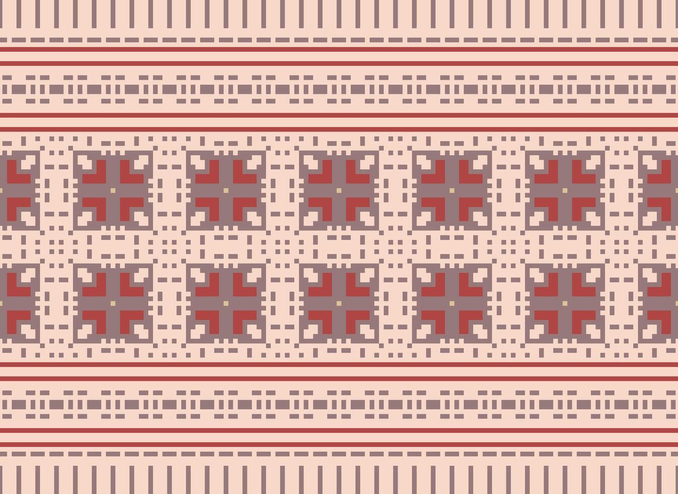 uma floral pixel arte padronizar em cinzento background.geometric étnico oriental bordado vetor ilustração. pixel estilo, abstrato fundo, Cruz costura.design para textura, tecido, pano, lenço, impressão
