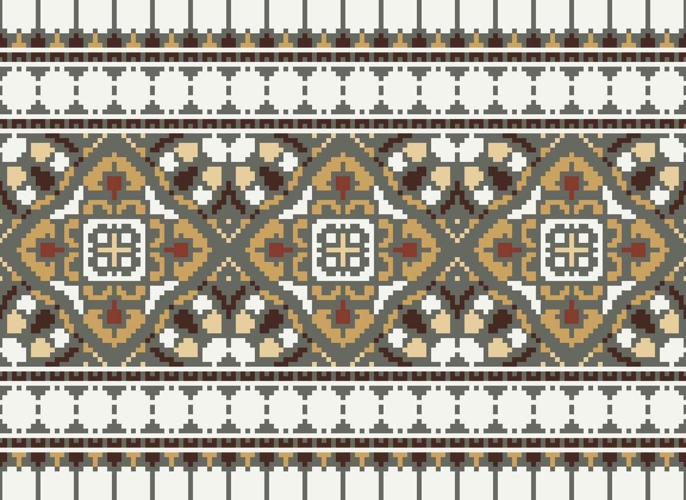 pixel tradicional étnico padronizar paisley flor ikat fundo abstrato asteca africano indonésio indiano desatado padronizar para tecido impressão pano vestir tapete cortinas e sarongue vetor