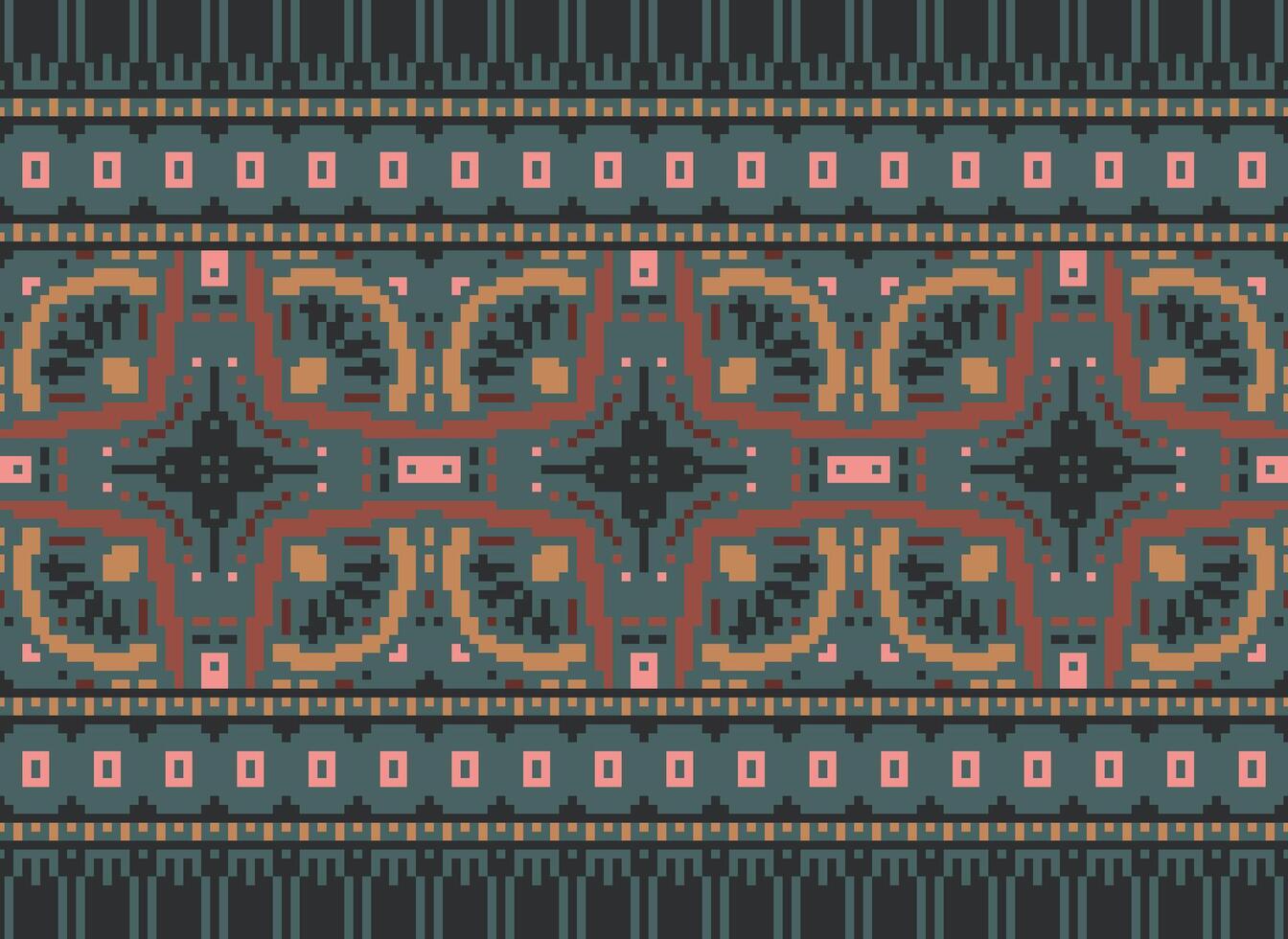 pixel étnico padronizar vetor fundo. desatado padronizar tradicional, Projeto para fundo, papel de parede, batik, tecido, tapete, roupas, invólucro, e têxtil.étnico padronizar vetor ilustração.