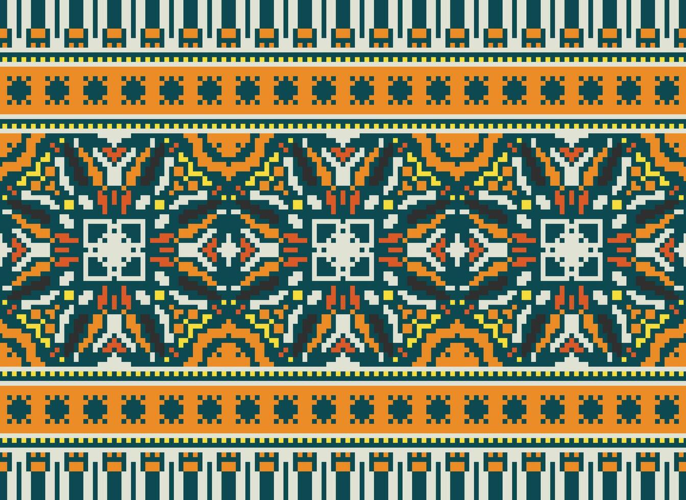 étnico geométrico tecido padronizar Cruz ponto.ikat bordado étnico oriental pixel padronizar azul fundo. resumo,vetor,ilustração. textura,vestuário,quadro,decoração,motivos,seda papel de parede. vetor