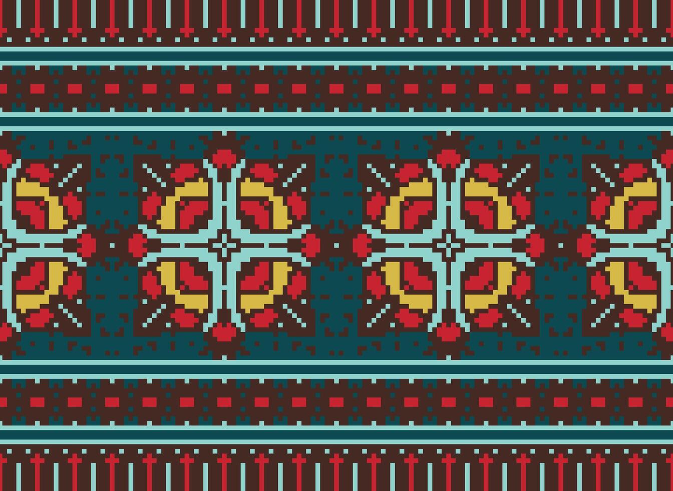 pixel étnico padronizar vetor fundo. desatado padronizar tradicional, Projeto para fundo, papel de parede, batik, tecido, tapete, roupas, invólucro, e têxtil.étnico padronizar vetor ilustração.