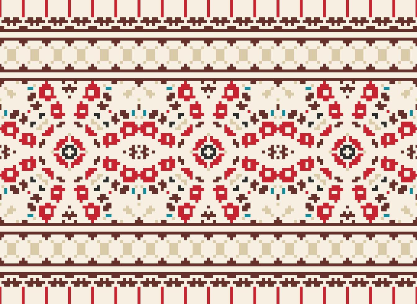 pixel tradicional étnico padronizar paisley flor ikat fundo abstrato asteca africano indonésio indiano desatado padronizar para tecido impressão pano vestir tapete cortinas e sarongue vetor