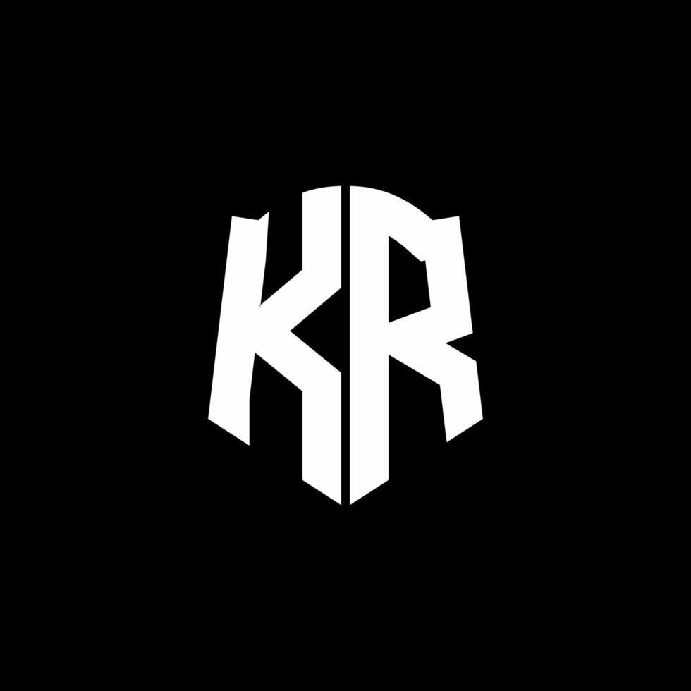 Fita de logotipo de carta de monograma kr com estilo de escudo isolado em fundo preto vetor