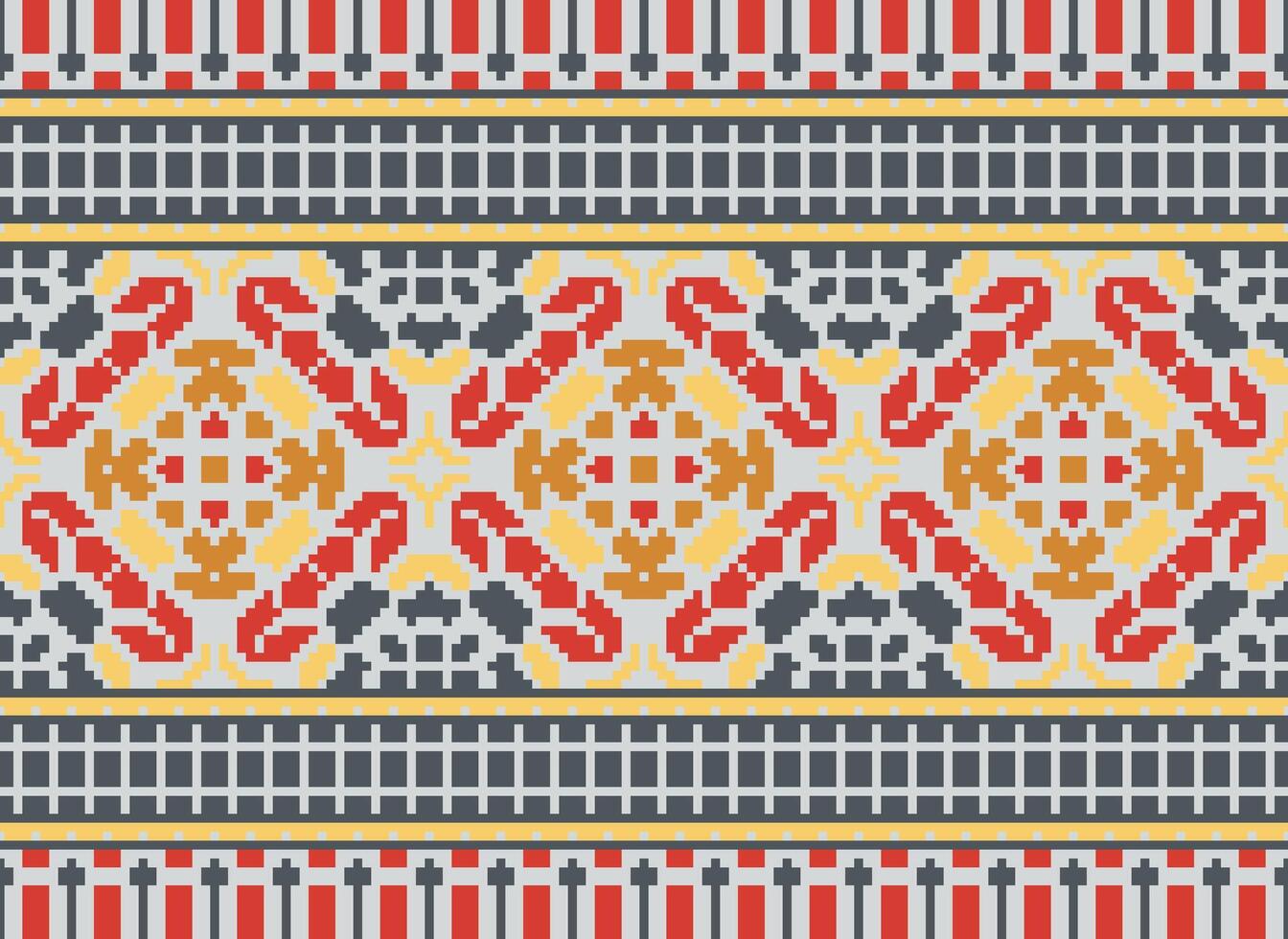 pixel tradicional étnico padronizar paisley flor ikat fundo abstrato asteca africano indonésio indiano desatado padronizar para tecido impressão pano vestir tapete cortinas e sarongue vetor