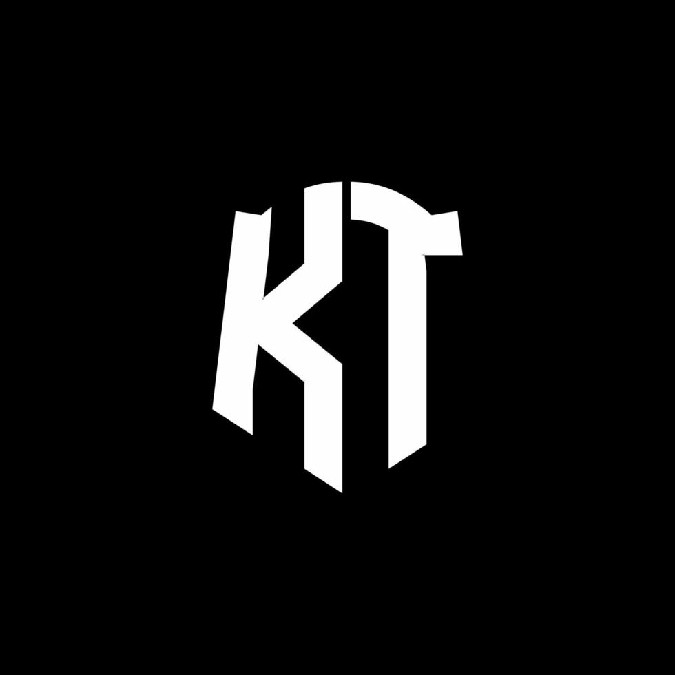 fita de logotipo de letra de monograma kt com estilo de escudo isolado em fundo preto vetor