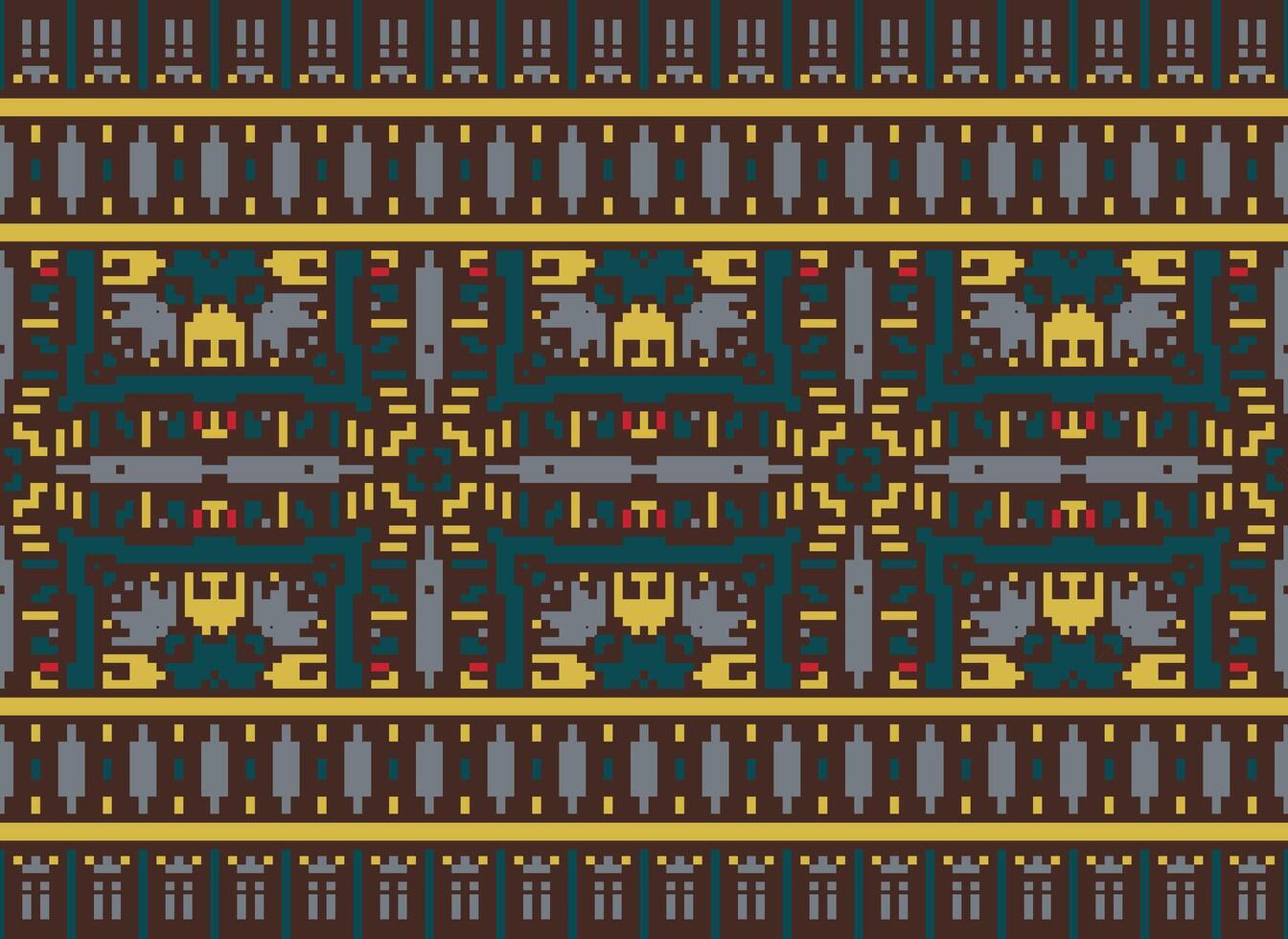 pixel étnico padronizar vetor fundo. desatado padronizar tradicional, Projeto para fundo, papel de parede, batik, tecido, tapete, roupas, invólucro, e têxtil.étnico padronizar vetor ilustração.