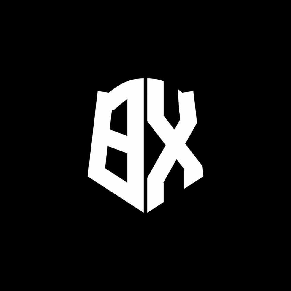 Fita do logotipo da letra do monograma bx com estilo de escudo isolado no fundo preto vetor