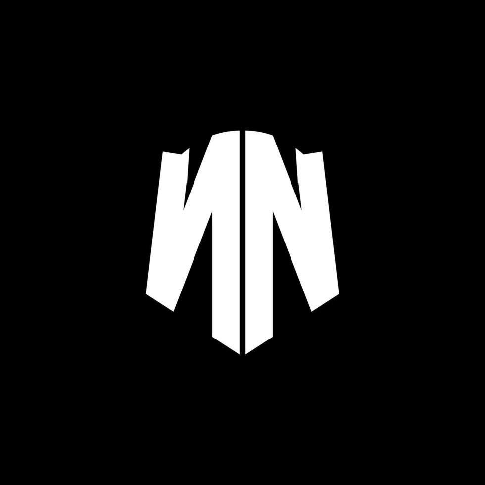 Fita do logotipo da letra do monograma nn com estilo de escudo isolado no fundo preto vetor