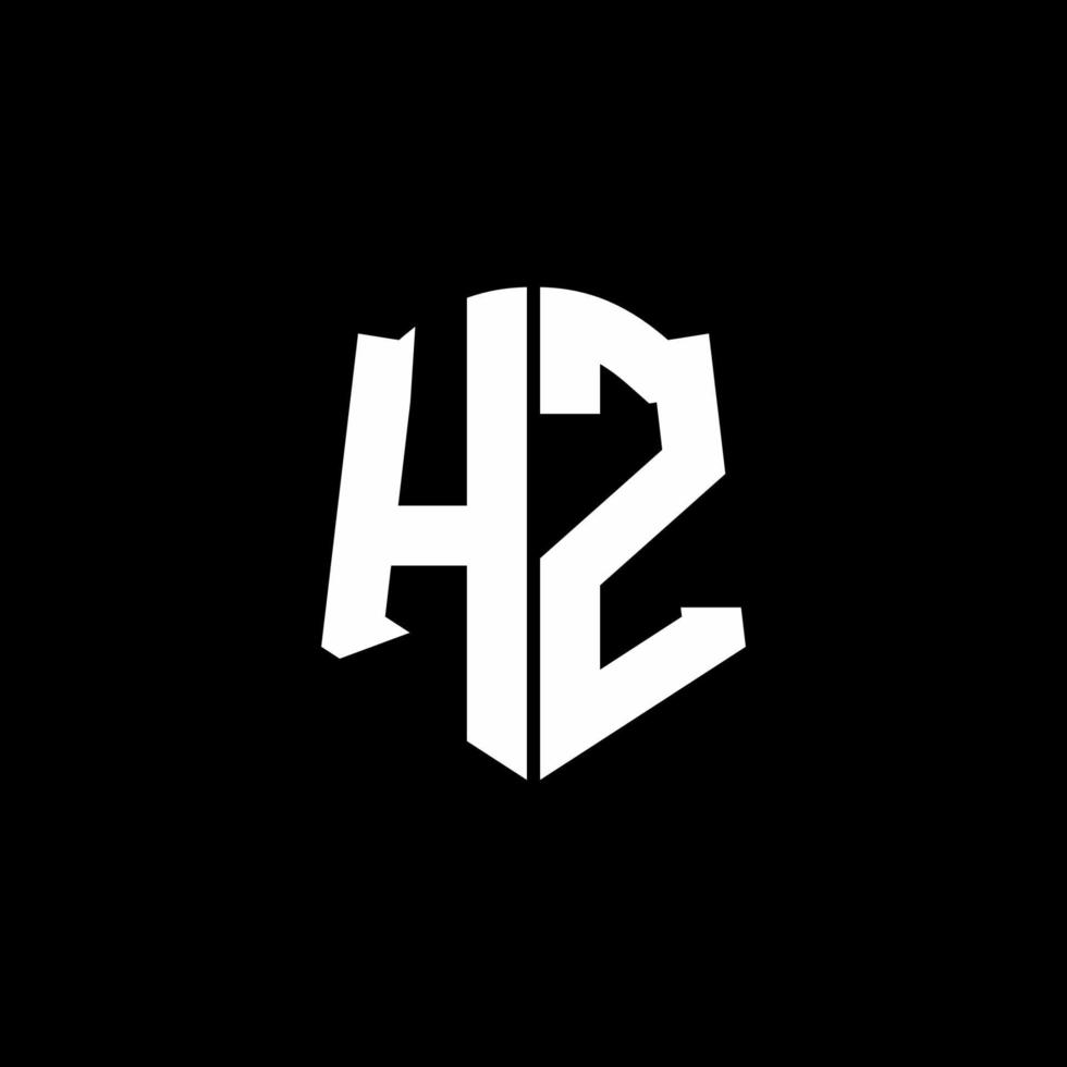 Fita de logotipo de carta de monograma hz com estilo de escudo isolado em fundo preto vetor