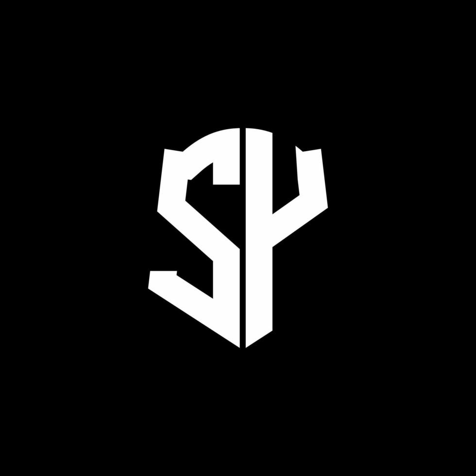 fita do logotipo da letra do monograma sy com estilo de escudo isolado no fundo preto vetor