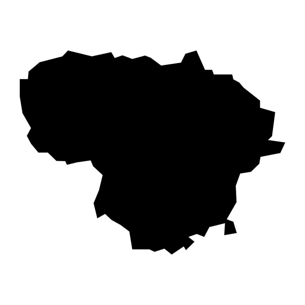 Preto vetor Lituânia mapa isolado em branco fundo