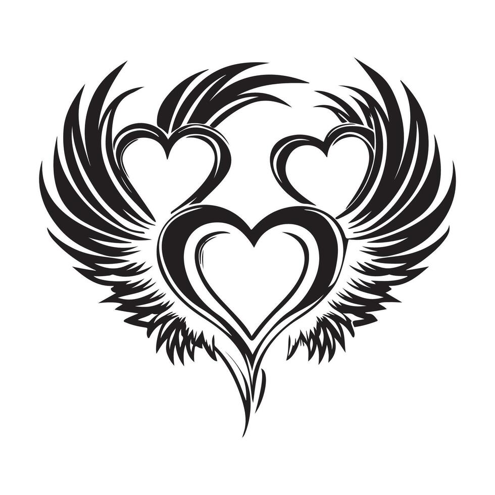 coração símbolo com asas vetor imagem