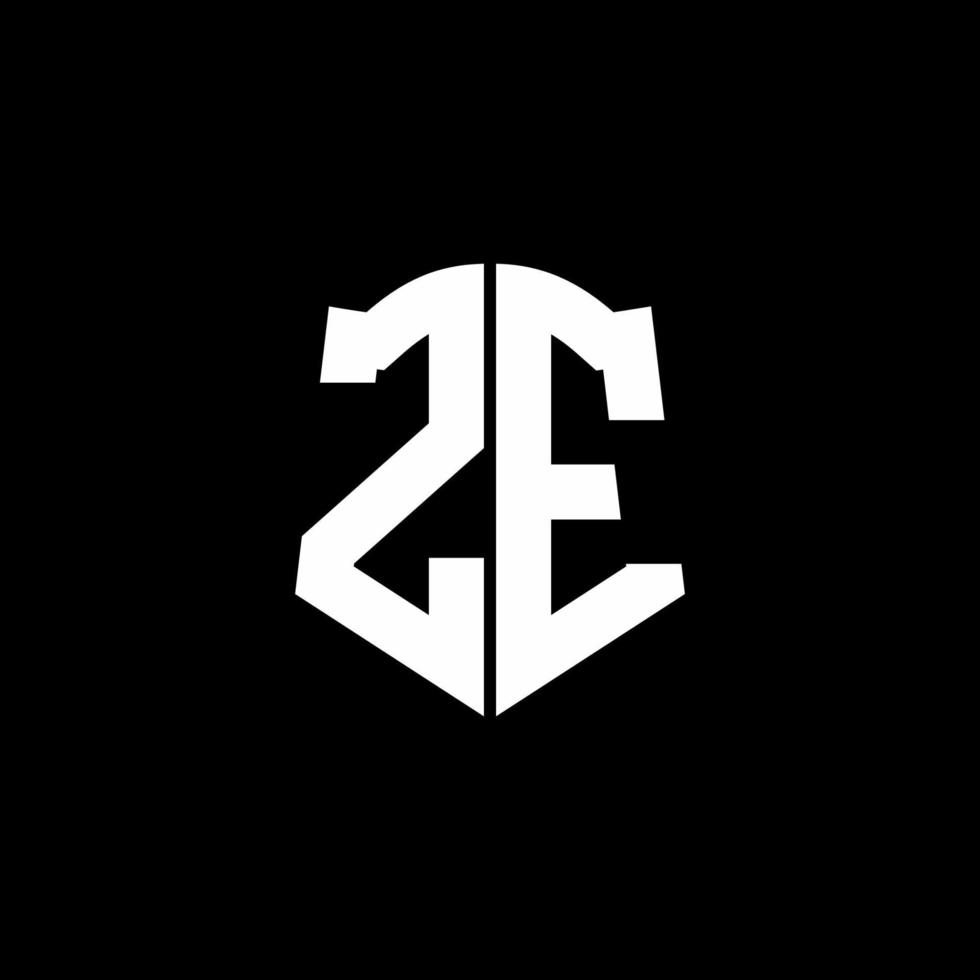 Fita de logotipo de carta de monograma ze com estilo de escudo isolado em fundo preto vetor