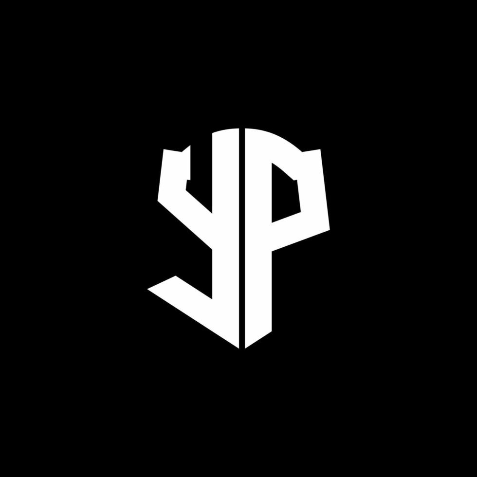 Fita com logotipo de carta de monograma yp com estilo de escudo isolado em fundo preto vetor