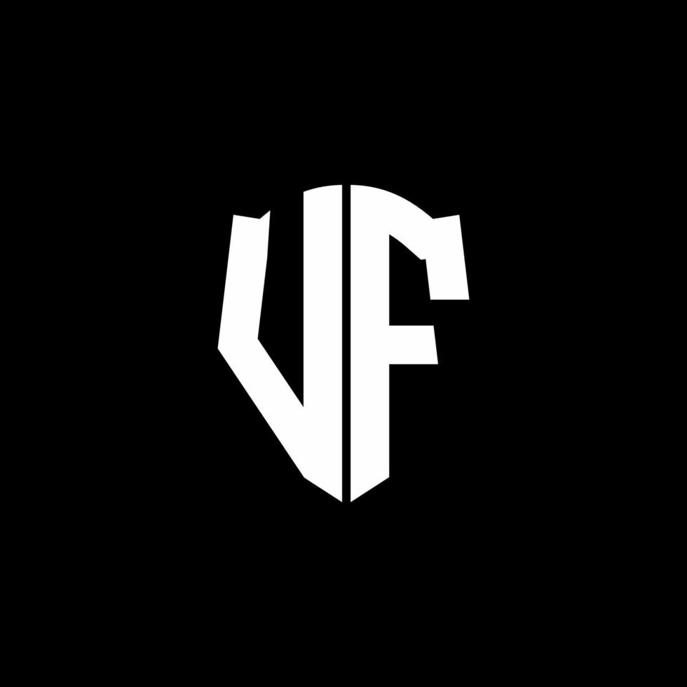 Fita do logotipo da carta do monograma vf com estilo de escudo isolado no fundo preto vetor