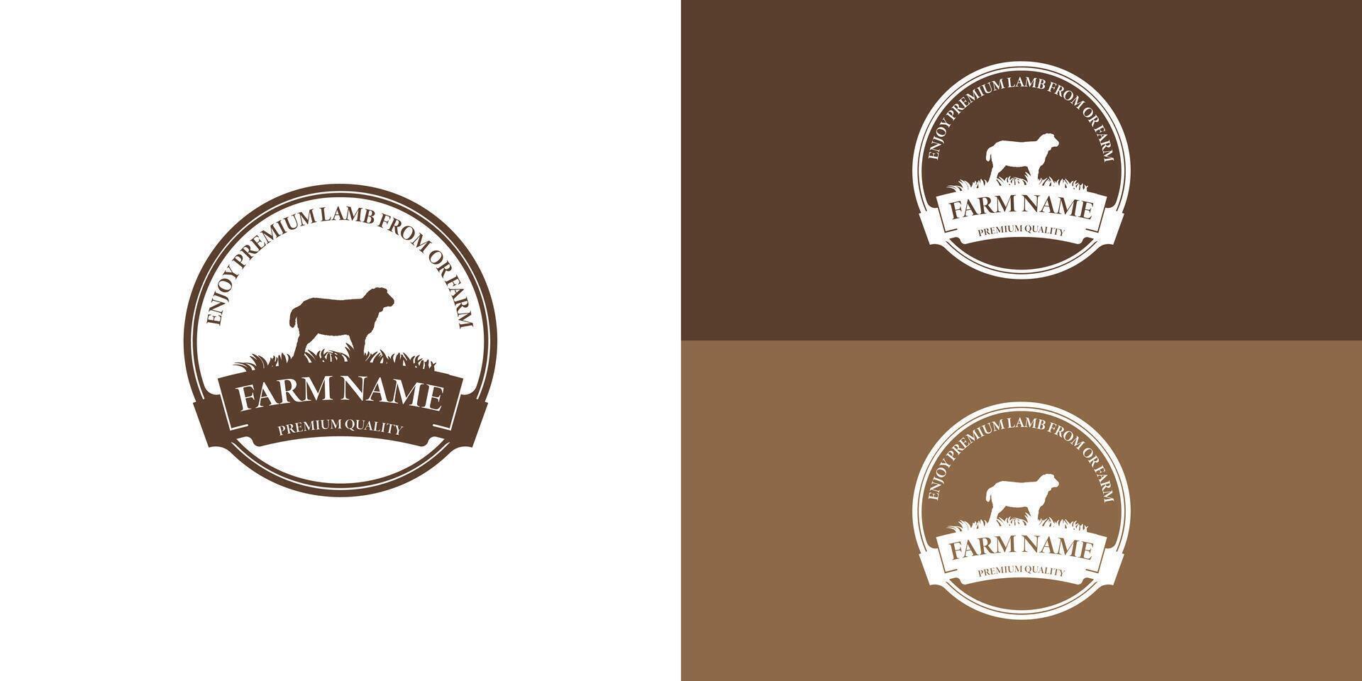 vintage gado angus Prêmio qualidade Cordeiro carne adesivo com retro carimbo logotipo dentro clássico ouro isolado em múltiplo fundo cores. a logotipo é adequado para casa de fazenda o negócio logotipo Projeto inspiração vetor