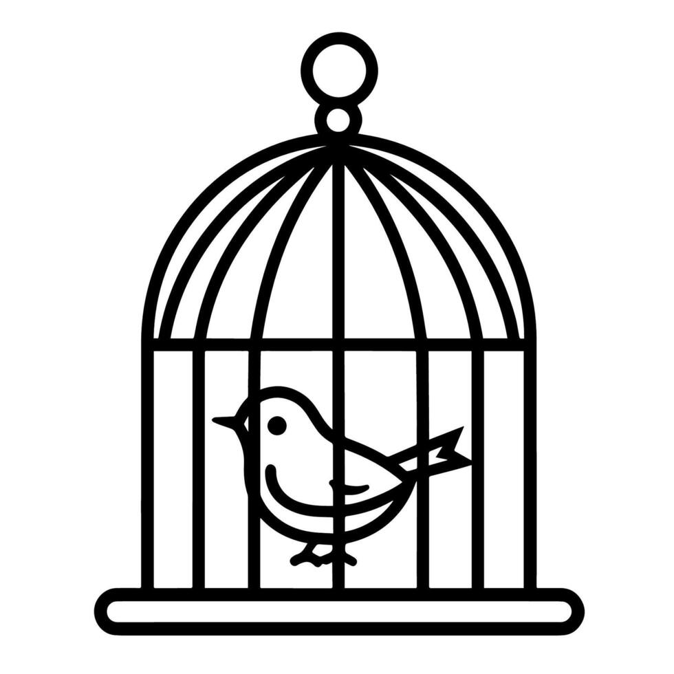 elegante pássaro cela esboço ícone dentro vetor formato para ornamental projetos.
