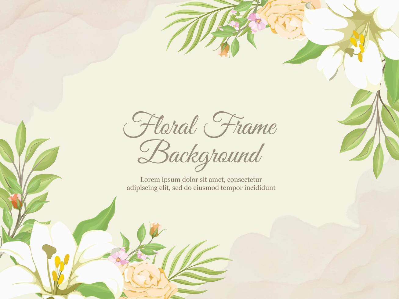 lindo fundo de banner de casamento com flor de lírio e folhas vetor