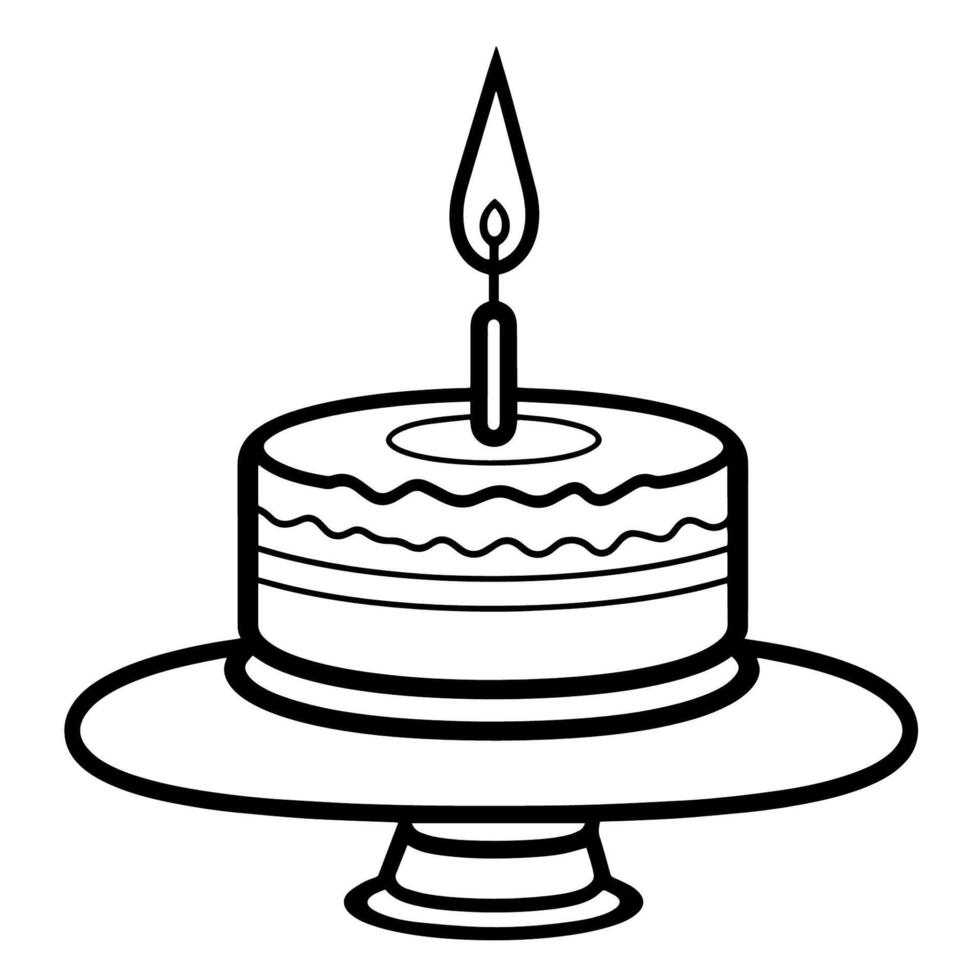 encantador aniversário bolo esboço ícone dentro vetor formato para celebrações.