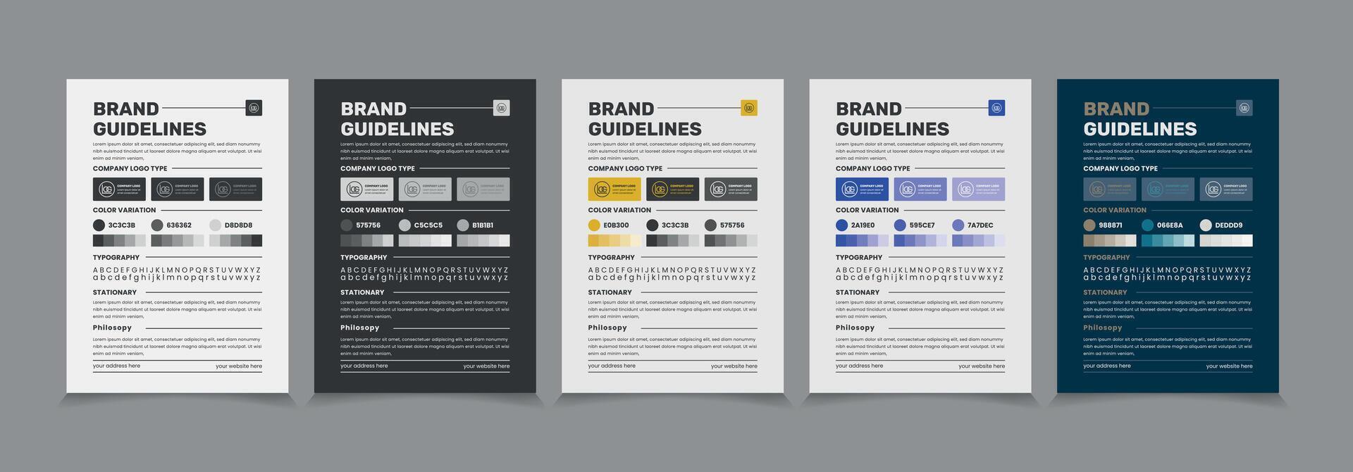 a4 marca orientações poster disposição definir, simples estilo e moderno marca orientações, marca identidade modelo vetor