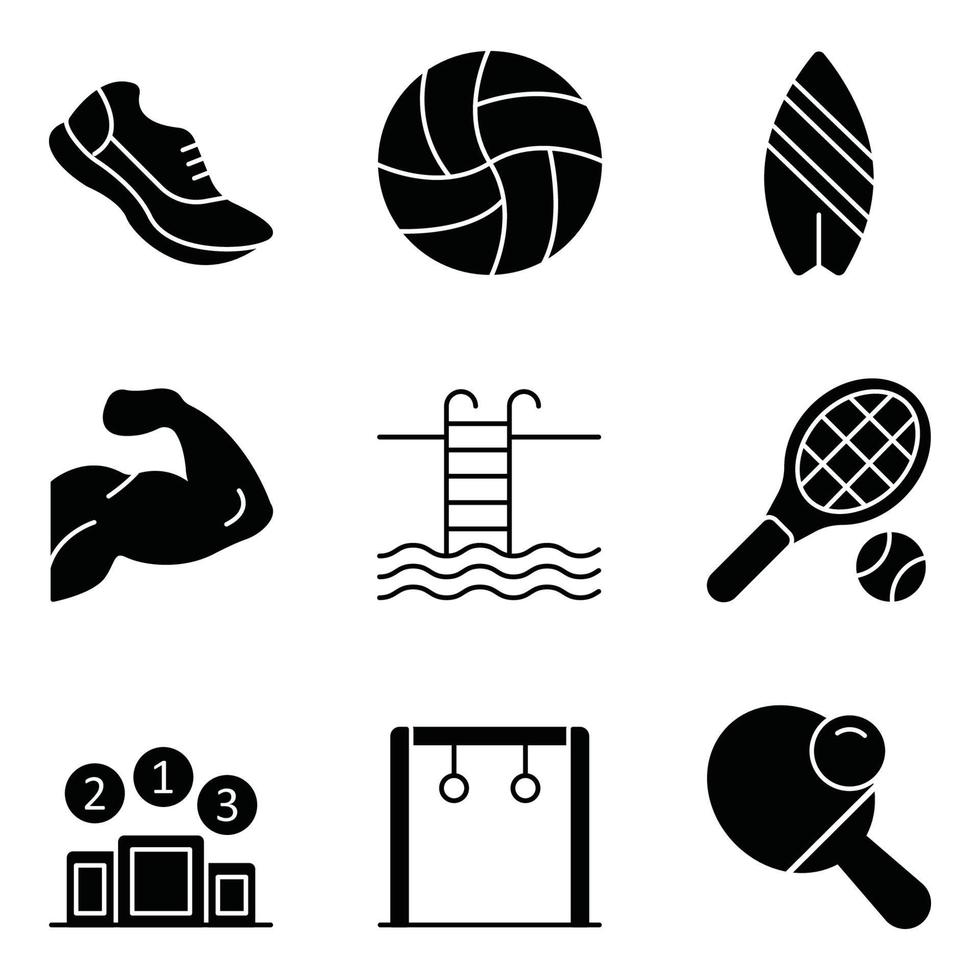 conjunto de ícones de glifo do esporte vetor