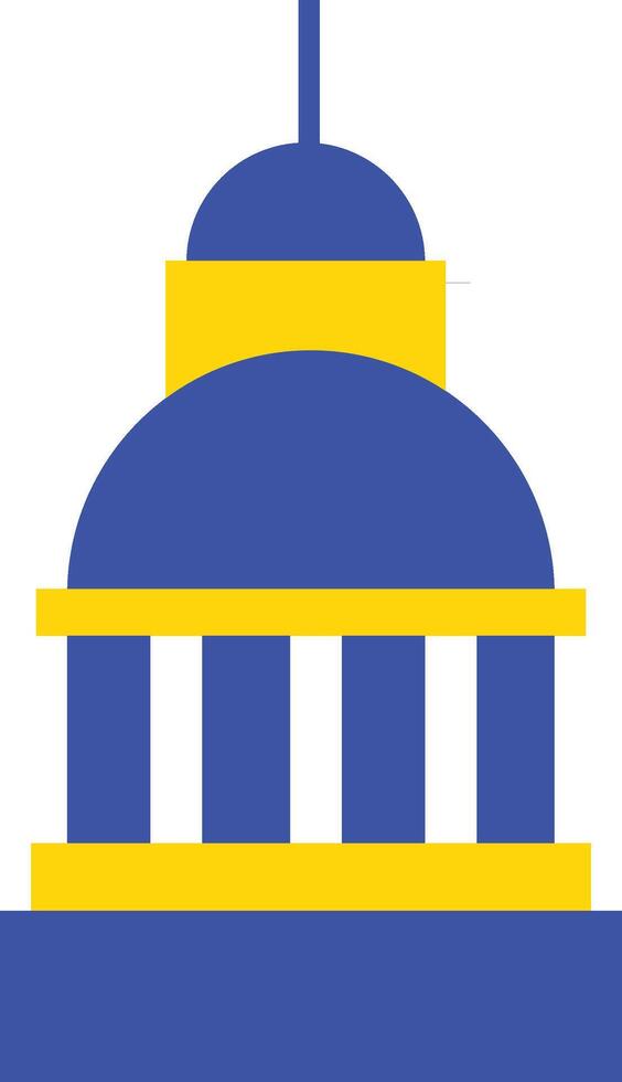 uma azul e amarelo construção com uma cúpula vetor
